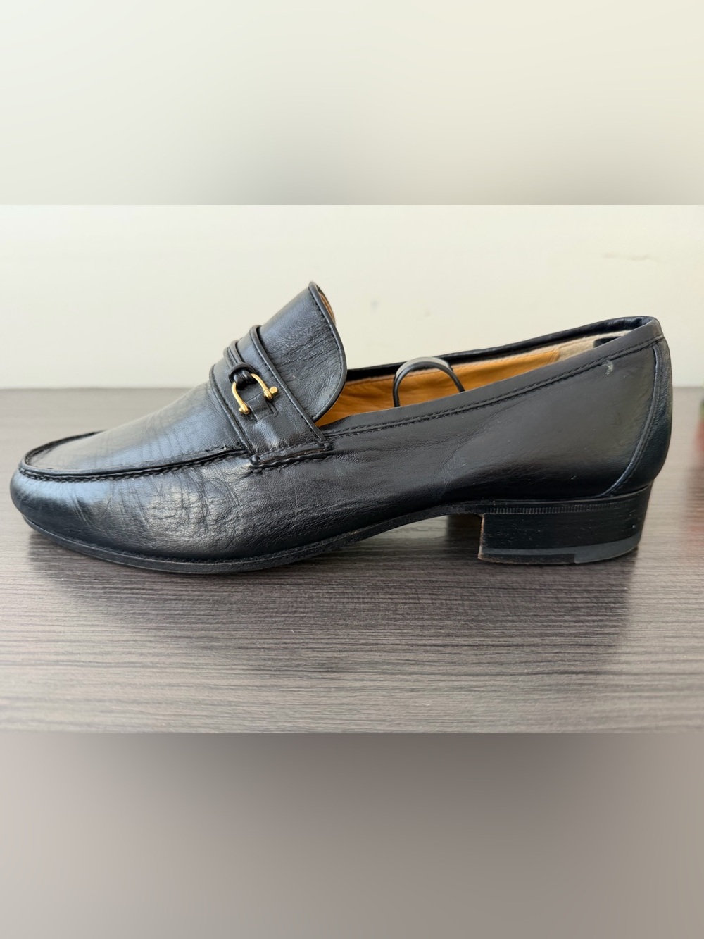 Authentic Gucci Mens Blck Leather Horsebit Loafers Made in Italy Classic Size 43 - Picture 7 of 15